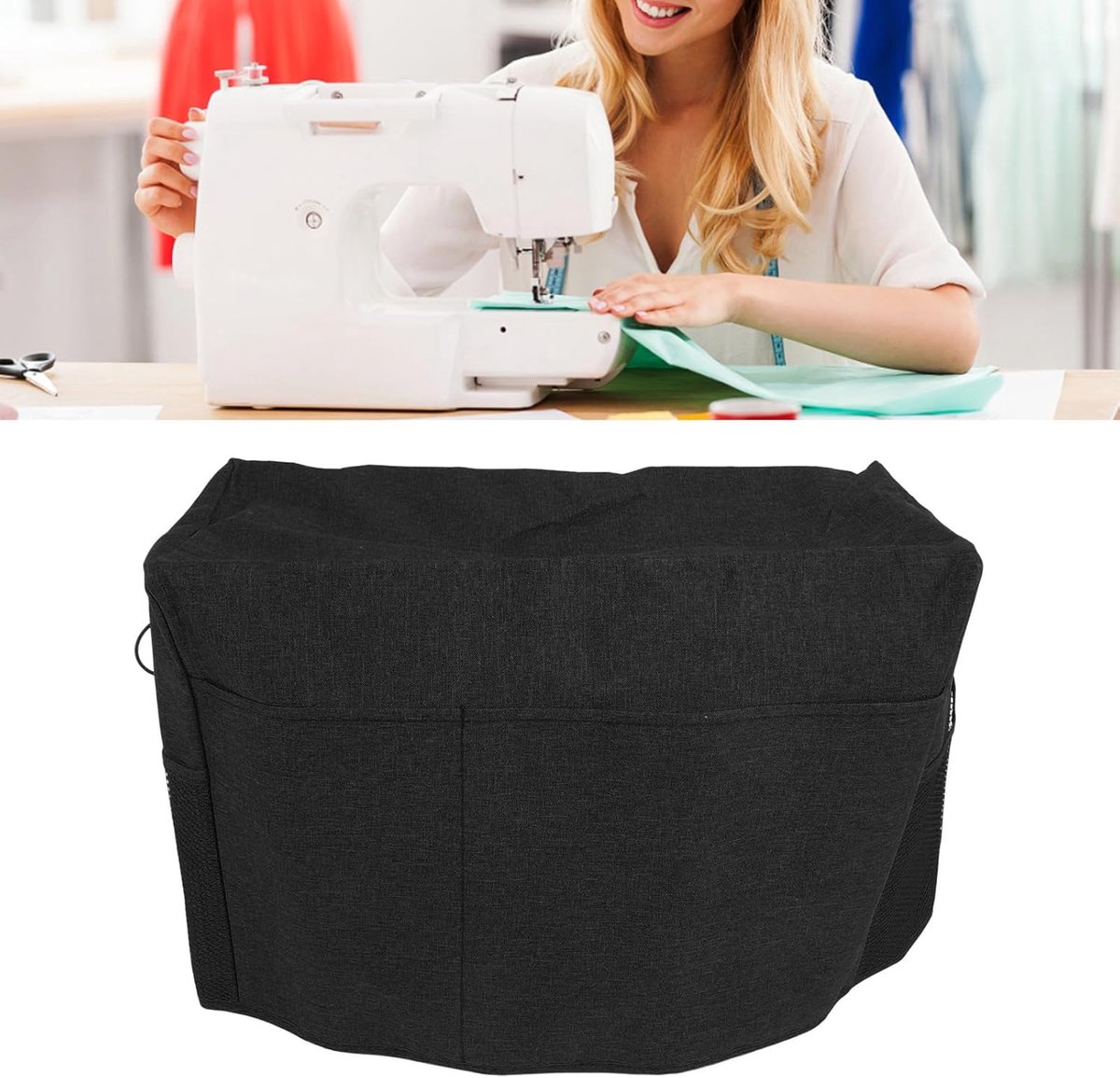 Naaimachinehoes - Beschermhoes - Stofvrij Houden - Multifunctionele Zakken - 46x21x32cm - Zwart