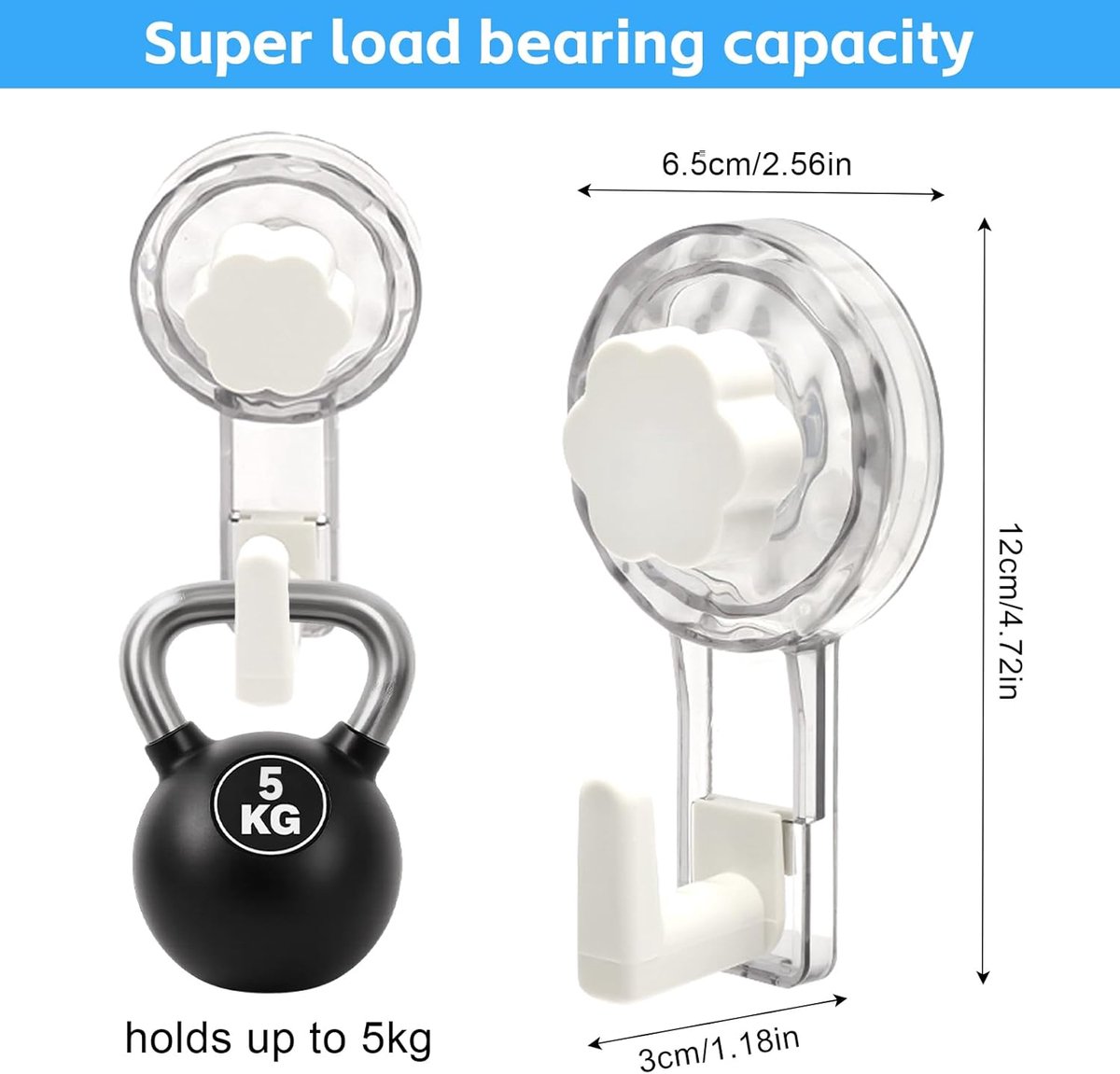 Suction Cups 65 mm - Extra sterke grip - Transparant - Ideaal voor handdoeken in badkamer - SnelShoppen