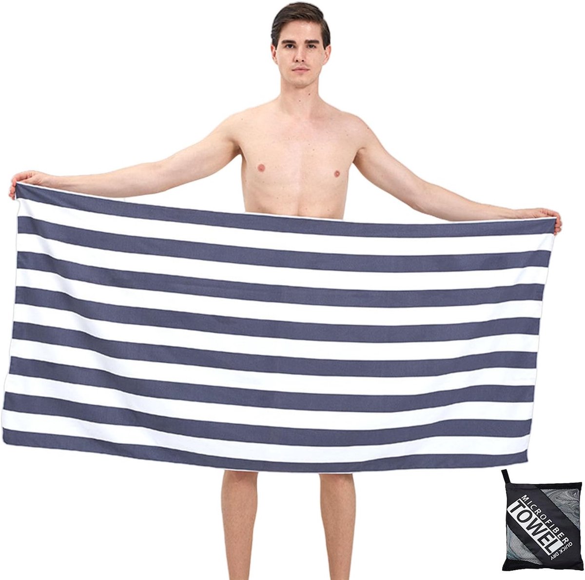 Strandlaken (Streep Grijs 160 * 90cm)