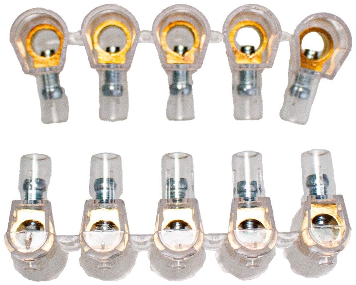 Unipolaire klemmen, 2 lamellen à 5 stuks, doorsnede 2,5/4/6/10 mm², transparant isolerend voor elektrische kabels (doorsnede 6 mm²)