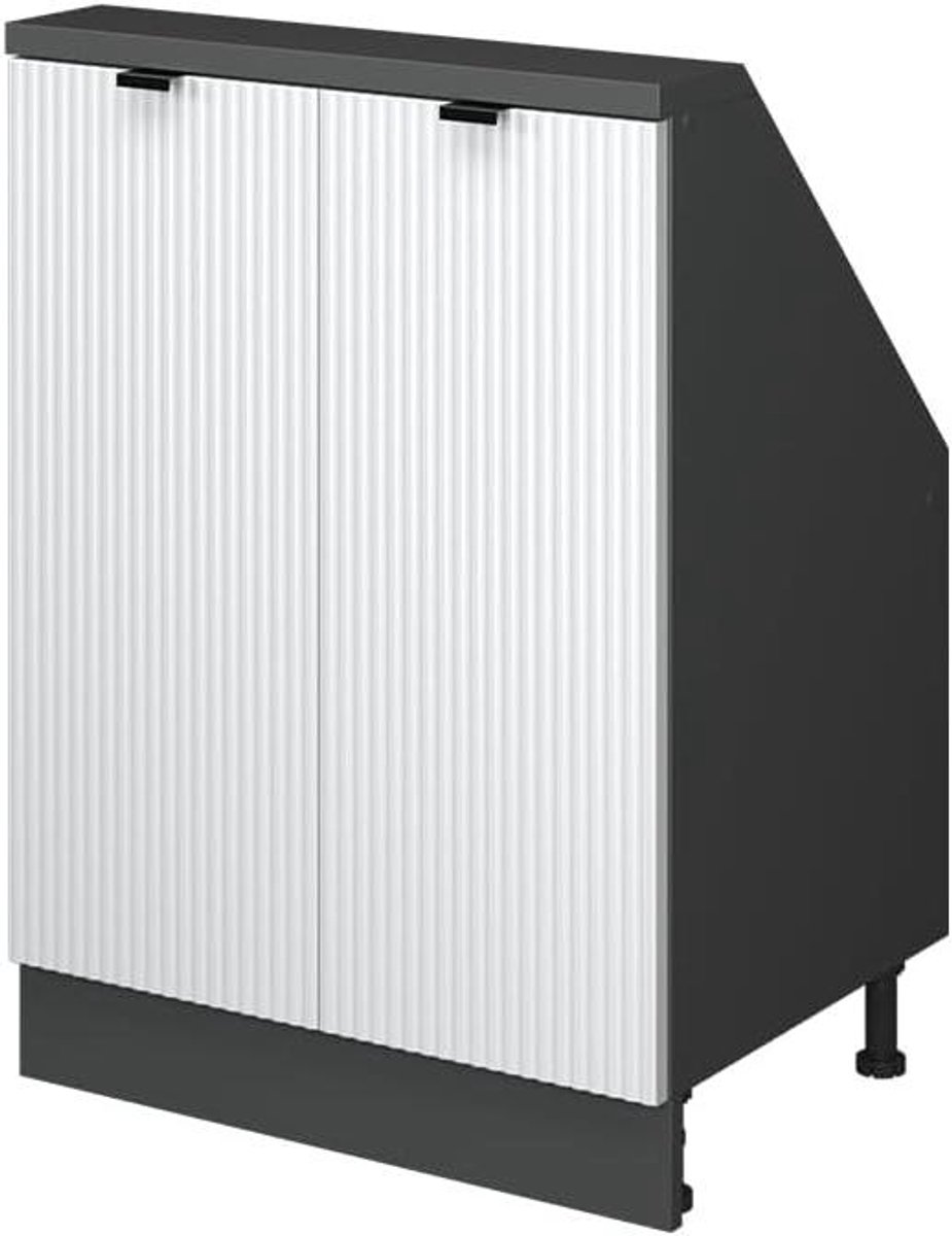 Kast voor schuine wand - Opbergkast schuin dak - Ruimte optimaliseren - Zelfnivellerend - B60 x D46 cm - Wit Antraciet