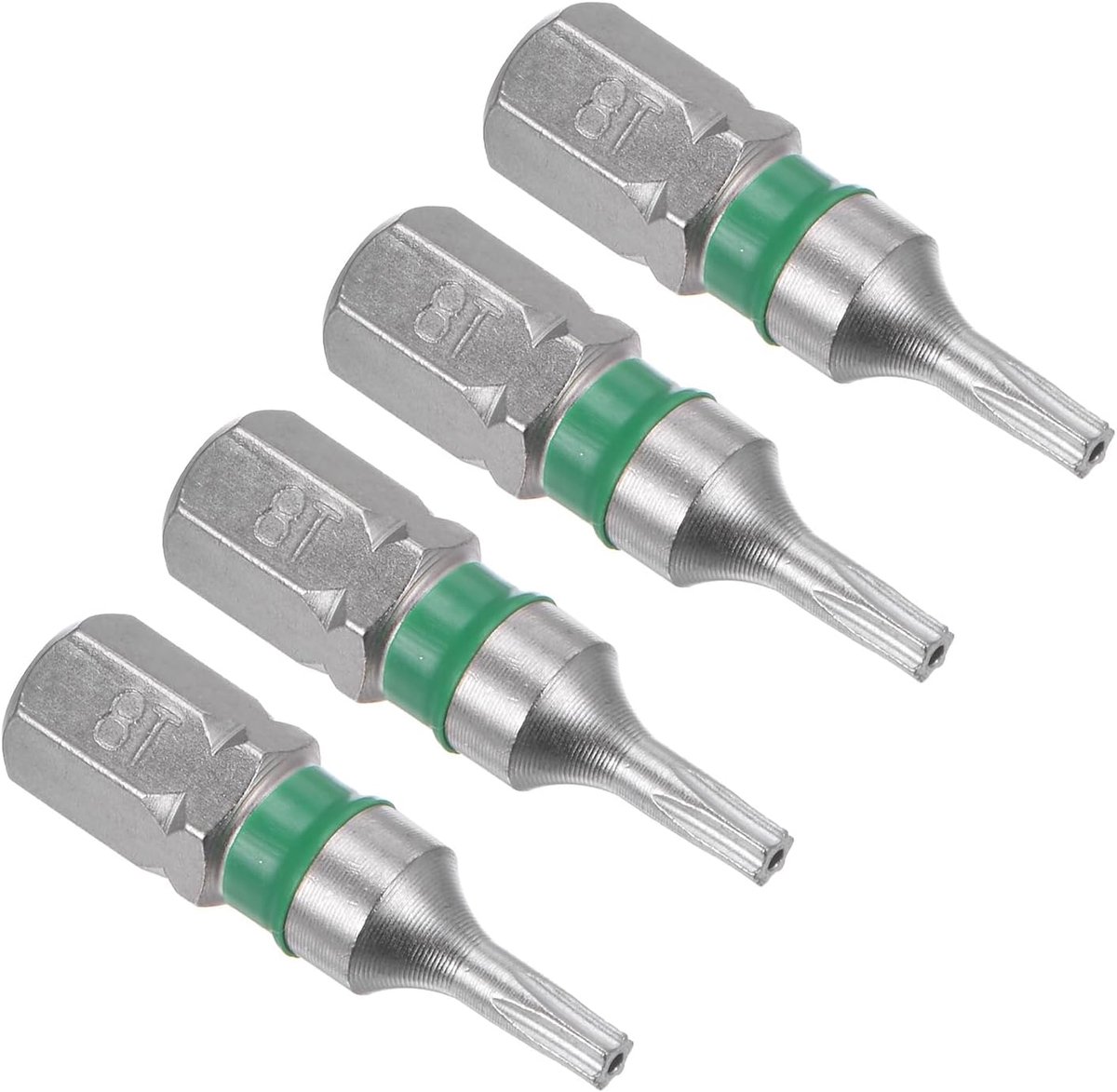 Torx schroevendraaierbit, T8 25 mm lengte 1/4 inch zeskantschacht, S2 Steel Star 6 Point Drill Driver Sabotage Proof - (Toepassingen: voor automatische reparatie), 4-delig