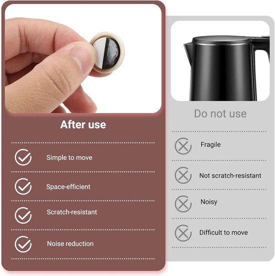 Glijders voor keukenapparaten, 24 stuks, 22 mm, praktische wielen voor heteluchtfriteuses, broodmachines, mixers en andere apparaten, ruimtebesparend en geluidsabsorberend, rollen voor — afbeelding 4