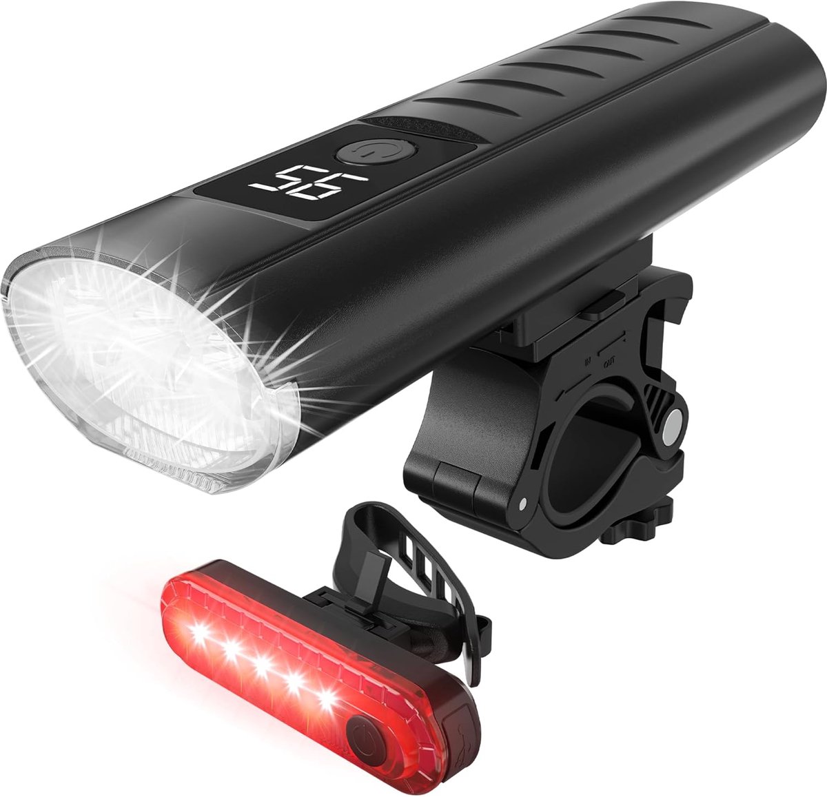SnelShoppen - Fietsverlichting Set LED 1600 Lumen - USB Oplaadbare Fietslamp Voorlicht & Achterlicht - Veilig Fietslampje voor Nacht en Donker