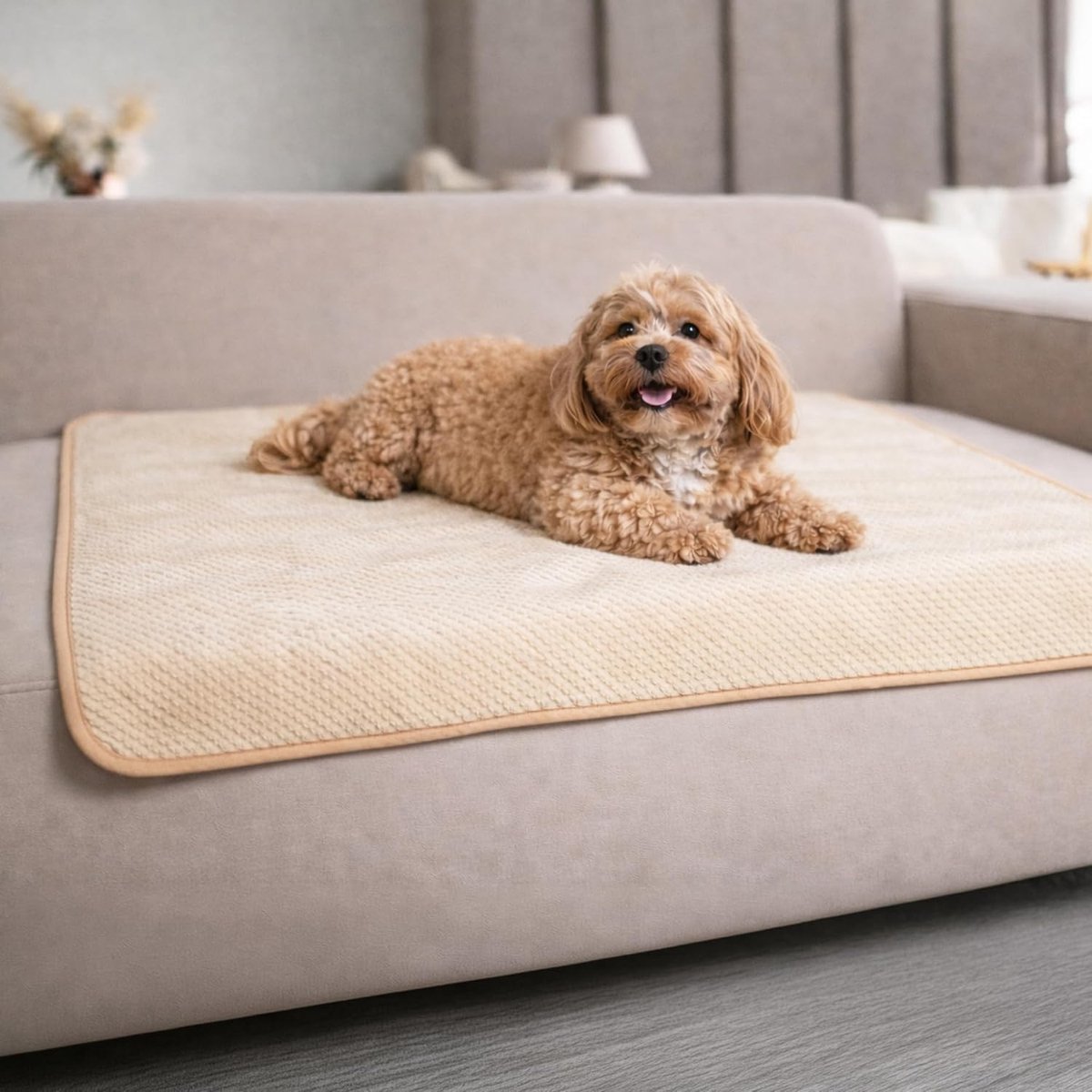 Waterdichte Hondendeken - Auto, Bed, Bank, Hondendeken 80x100cm - Omkeerbaar en Machinewasbaar Fleece Waterdichte Hondendeken - Beige