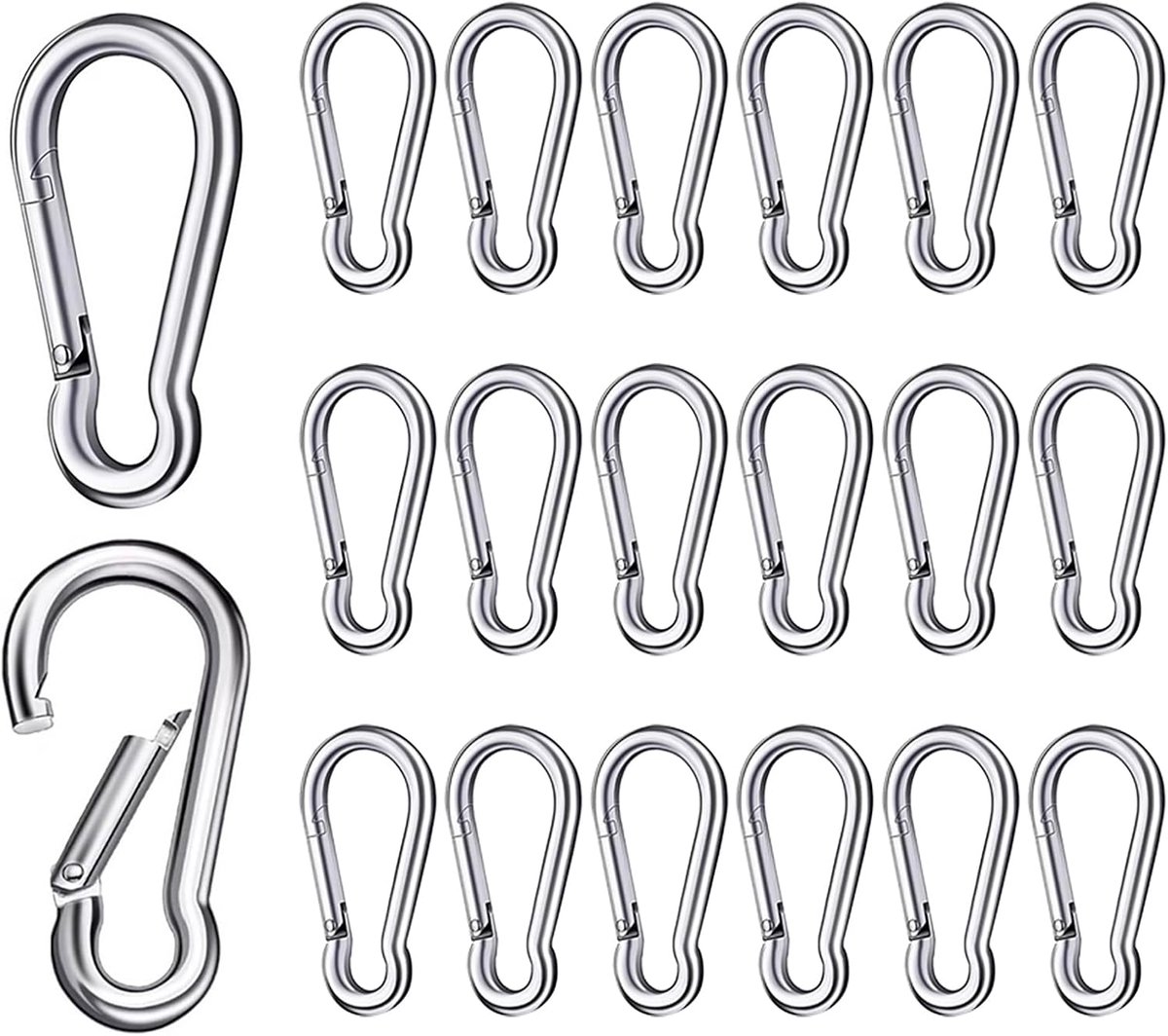Karabijnhaken, 46 mm karabijnhaak, sleutelhangers, karabijnset met klikhaken voor rugzak, camping, hondenriem, vissen, reizen