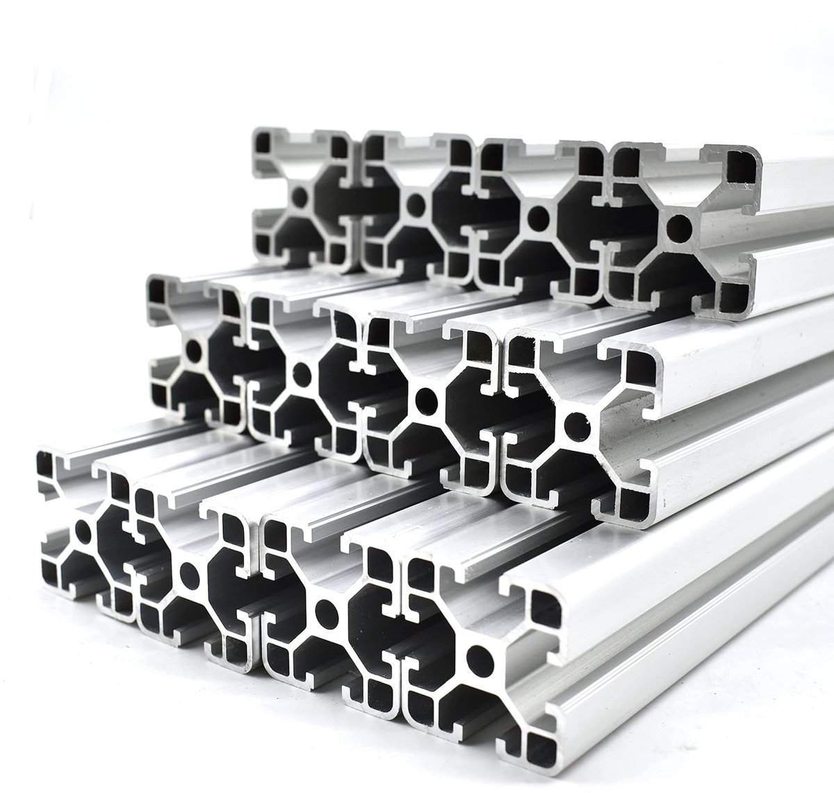 12 stuks Strebenprofiel Alu-profiel met groef van 8 mm 40x40, op maat gesneden tot 600 mm