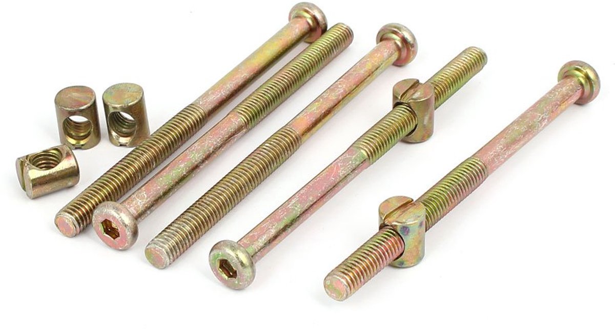 M8x110mm 64mm Lange Draad Hex Key Drive Socket Meubelbout w vat moer 5 Set