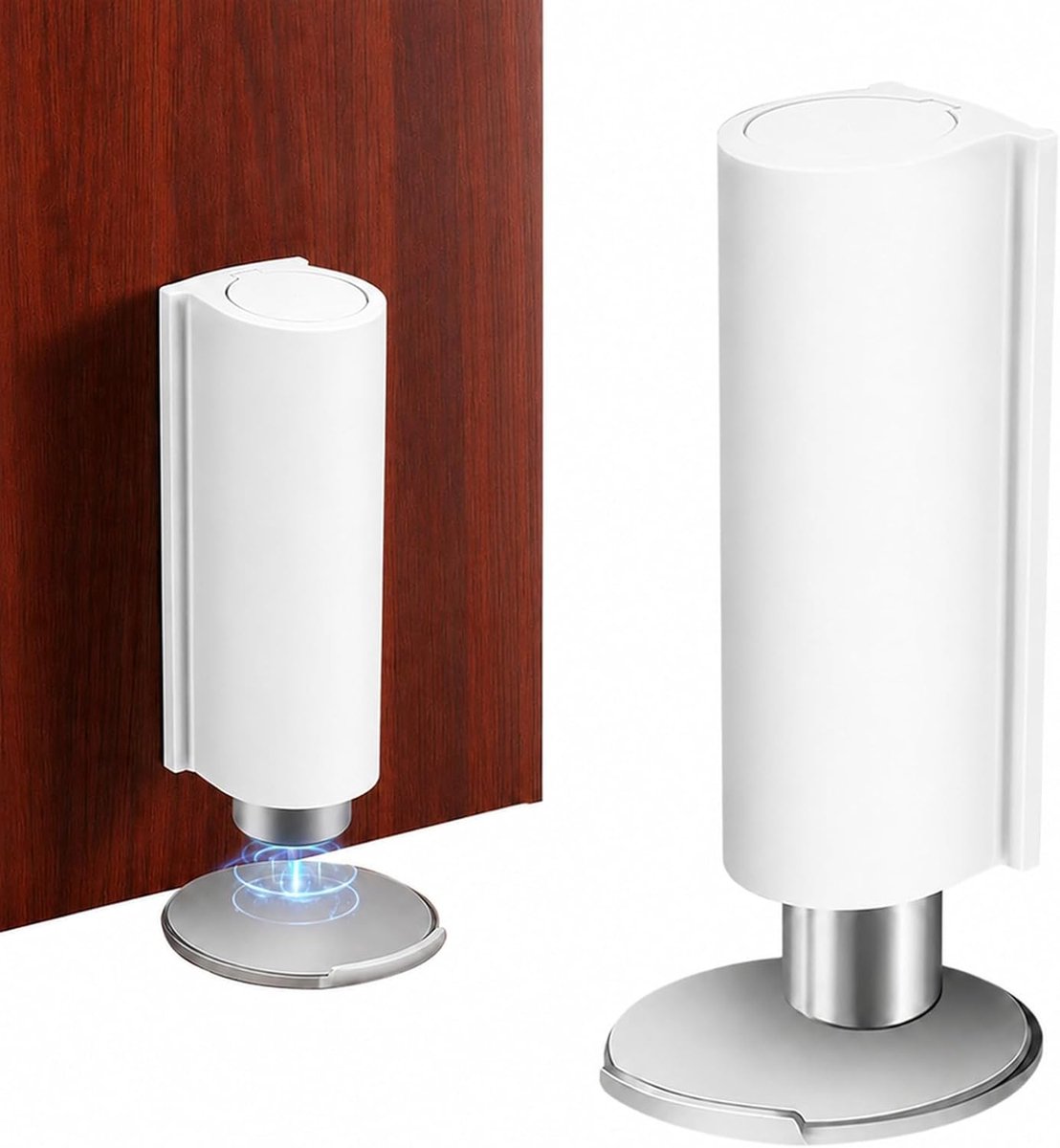 Deurstopper, zelfklevend, zonder boren, onzichtbare deurstopper, vloer en wandmontage, roestvrij staal, deurbuffer, wandbescherming voor kamer, kantoor, badkamer, huishouden (wit)