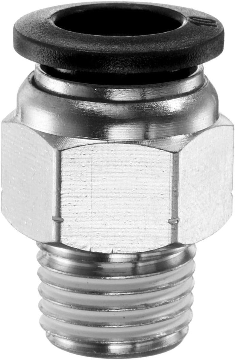 Snelkoppeling 10 mm buis OD x 1/4 inch NPT mannelijk recht koperen snelkoppeling voor luchtslangen voor industrieel vliegtuigsysteem PC10-N02, zwart