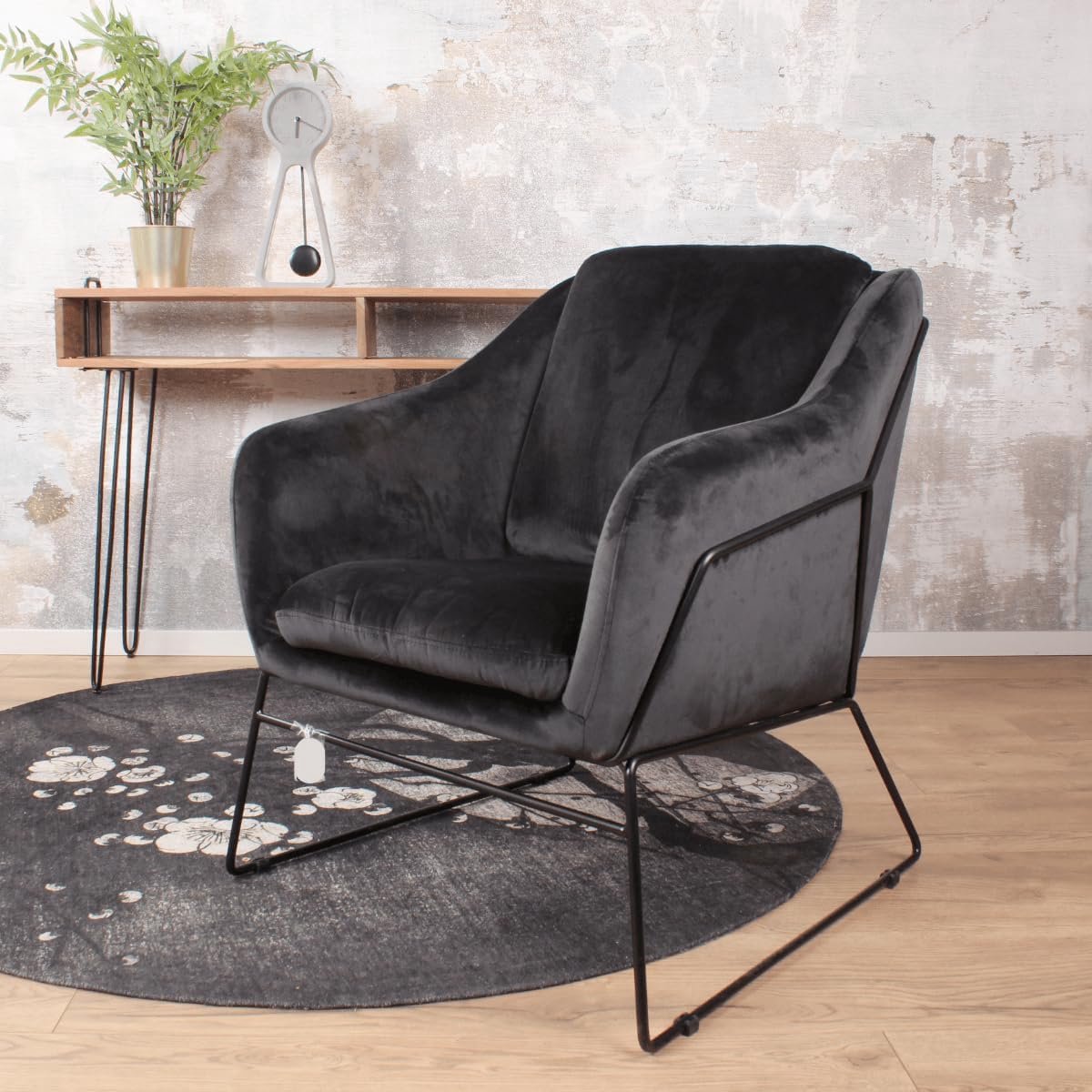 Fauteuil zwart - velours - elegant design - perfect voor ontspanning - SnelShoppen