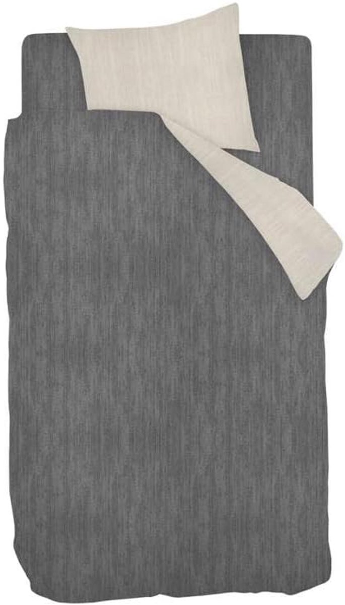 Dekbedovertrek 140x200/220 cm - Jersey katoen - Antraciet/Beige - Ideaal voor landelijke slaapkamers - SnelShoppen