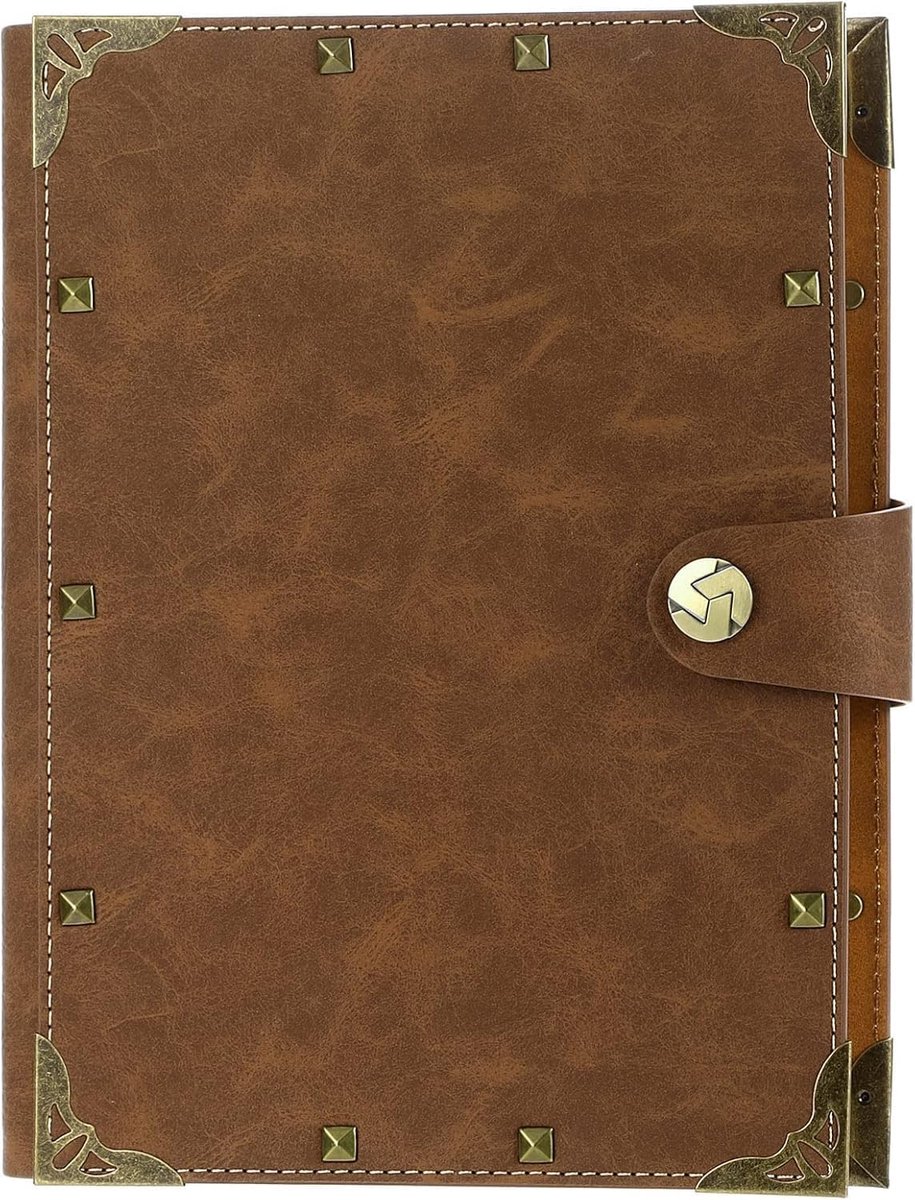 Notitieboek, A5, gelinieerd, leer, dagboek voor volwassenen, 200 pagina's, navulbaar, ringband, 100 g/m², dik papier