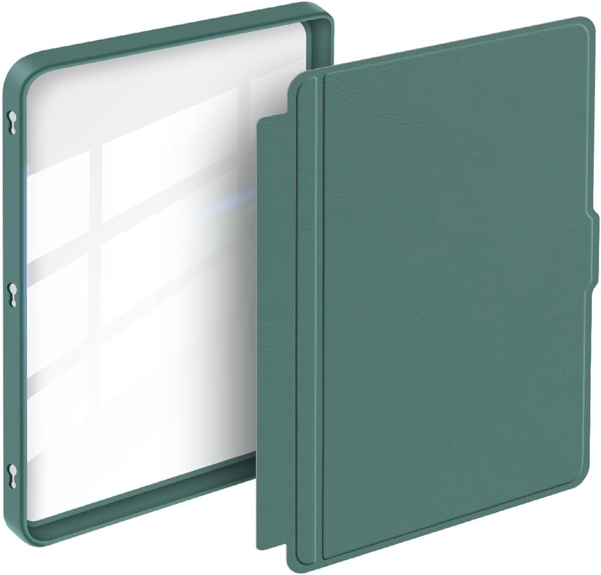 Beschermhoes compatibel met Kobo Clara Colour/Clara BW/Clara 2E, lederen hoes, flip case [transparante achterkant PC TPU] huidachtige textuur - donkergroen