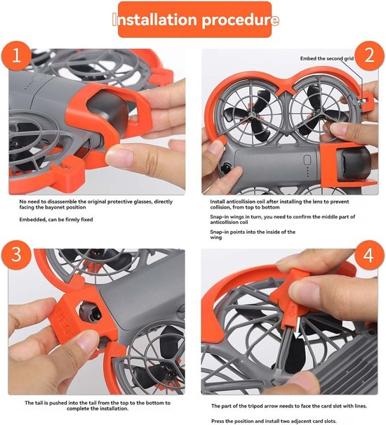 3-in-1 anti-botsing bescherming guard set voor DJI Neo 2 accessoires, propeller guard protector + landingsgestel + gimbal bumper guard voor DJI Neo 2 drone accessoires (zwart) — afbeelding 3