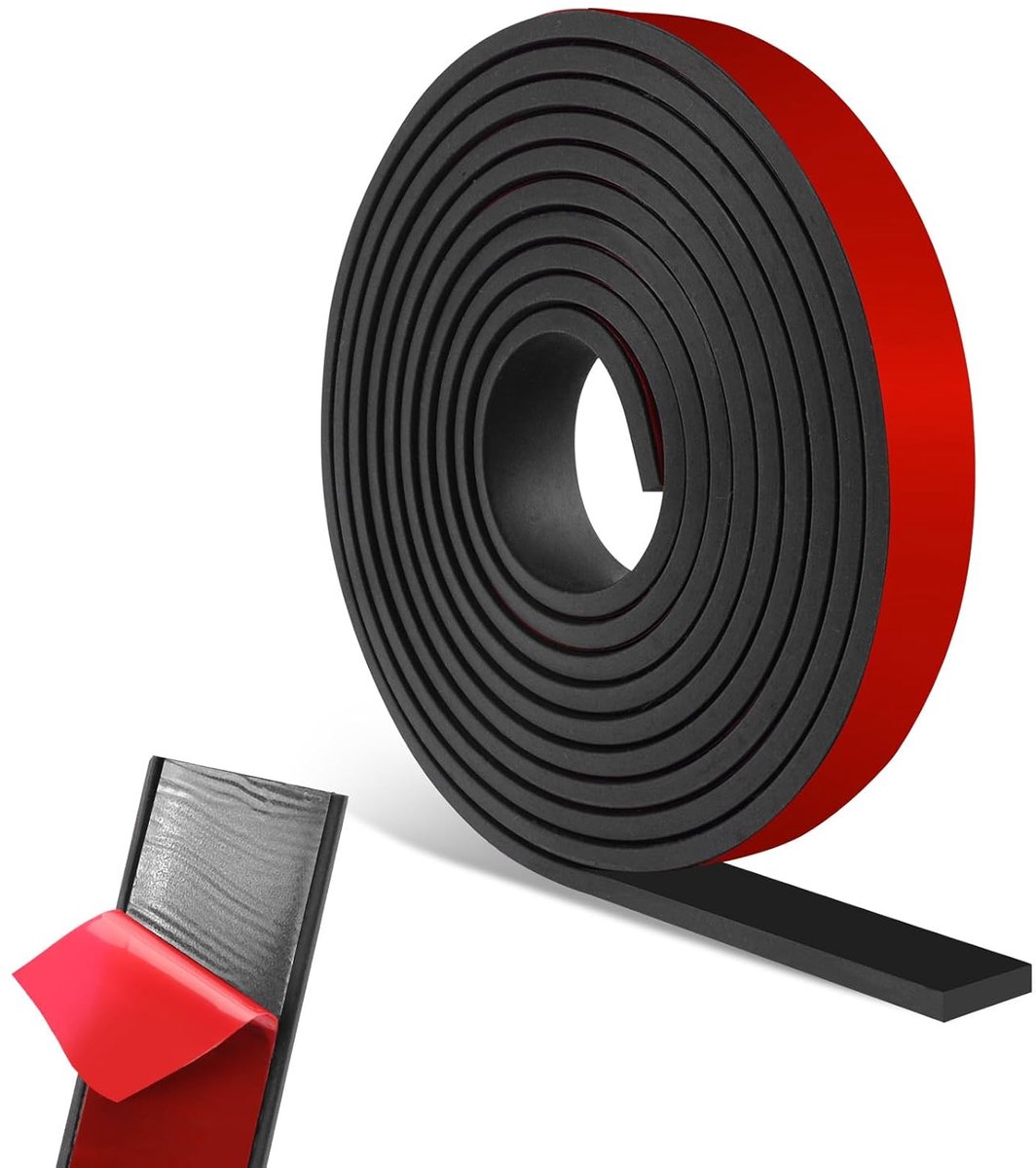 Rubberen strips, zelfklevend, 5 mm x 20 mm x 3 m, neopreen rubberen mat, rubberen plaat van massief rubber, rubberen profiel voor rubberen afdichting, vloerbescherming, antislip, trillingsbescherming