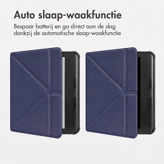 iMoshion Ereader Cover / Hoesje Geschikt voor Kobo Libra Colour - iMoshion Origami Bookcase e-reader - Donkerblauw van iMoshion — afbeelding 4