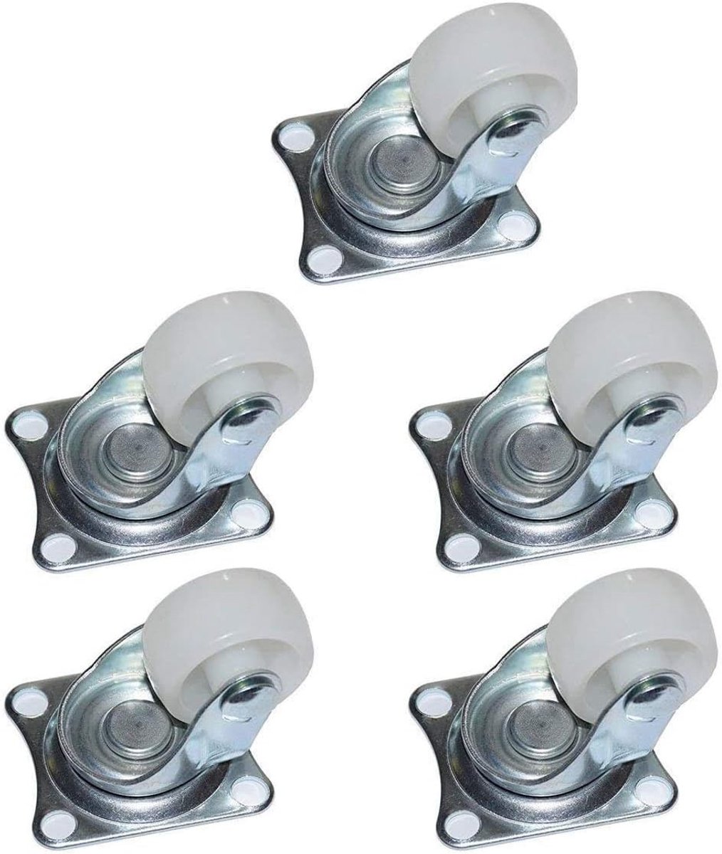 5 stuks 1-inch kunststof wiel-rechthoekige topplaat gefixeerd Swivel Caster Set