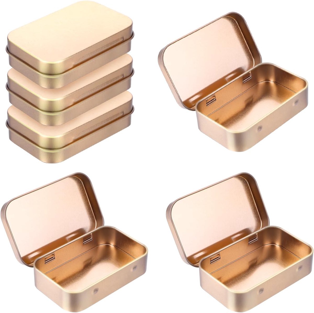 Blikken met deksel, metalen dozen met deksel, kleine doos met deksel, metalen doos, kleine metalen doos met deksel, 9,5 x 6 x 2,2 cm, geschikt voor snoep, sieraden, sleutels, munten (roségoud)