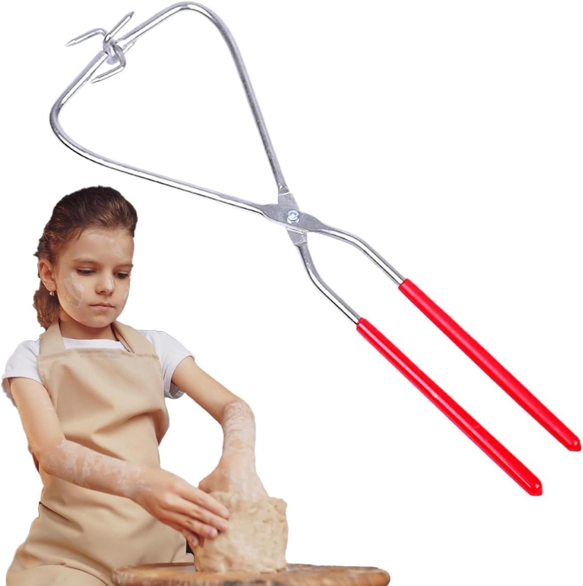 Onderdompeltang - Glazuurtang Kleitang - Keramiek Beglazen - Roestvrij Staal - 190 g - Rood