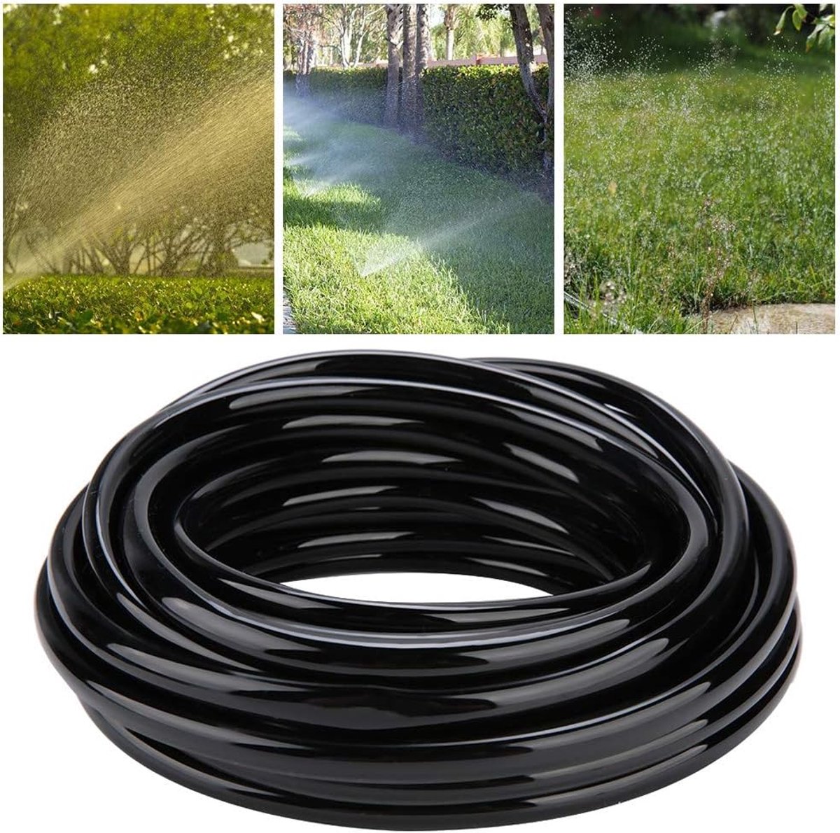 Bewateringsslang - Tuinslang PVC - Tuin Irrigatie - Vernevelende Sproeikop - 10 meter - Zwart – foto 4