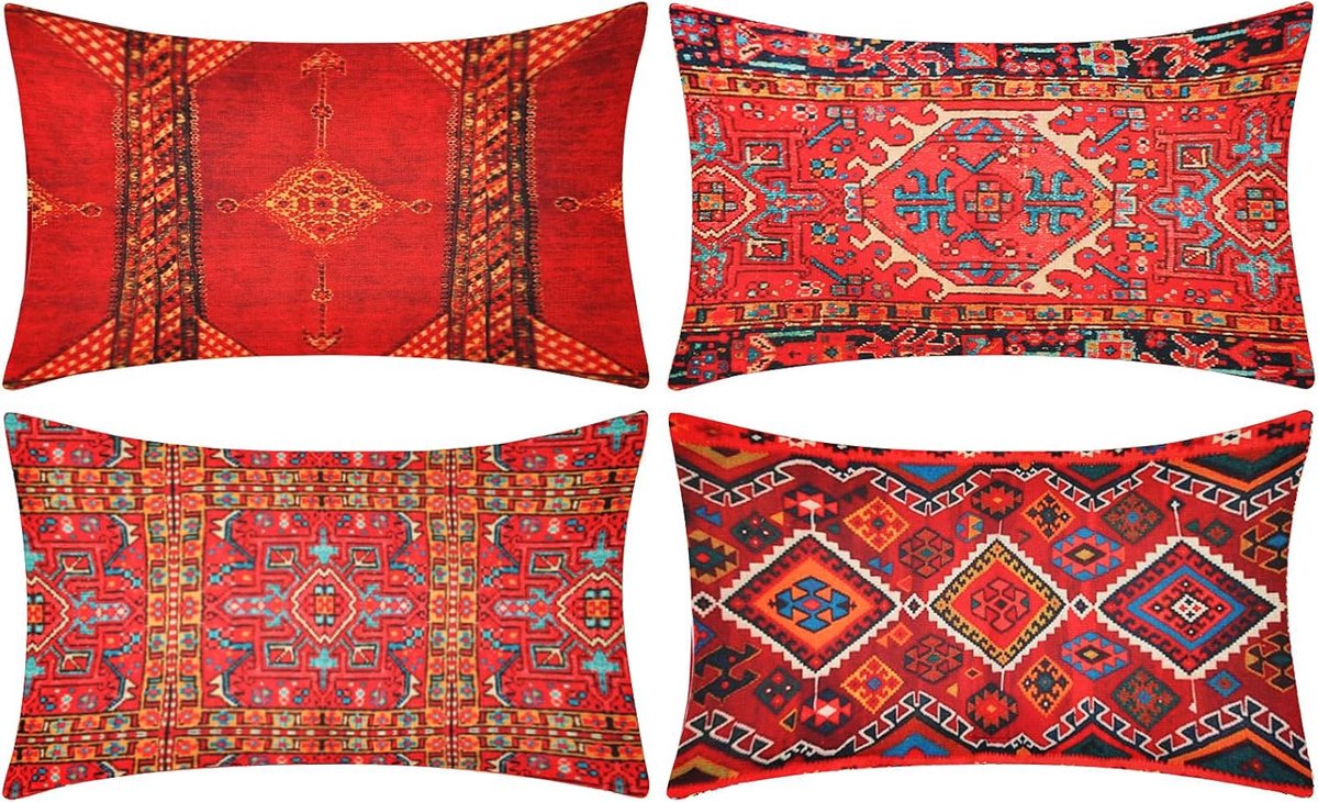 Cushion Covers 30 x 50 cm - Boho Antieke Oriëntaalse Tapijtpatroon - Katoen Linnen - Perfect voor Sofa Decoratie - SnelShoppen
