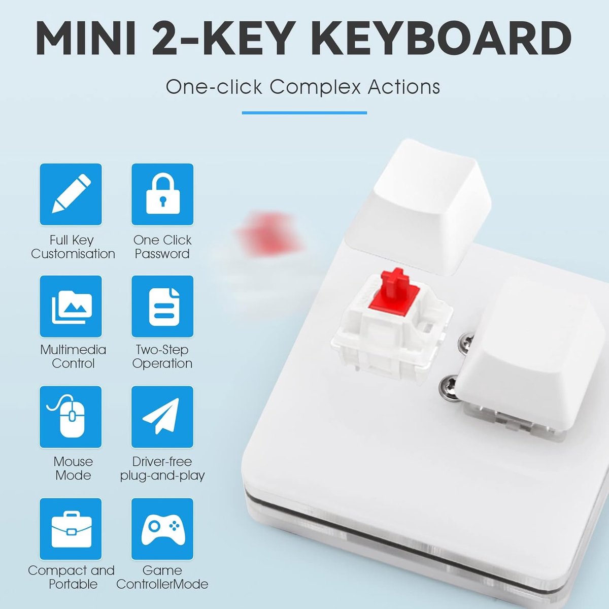 Gaming toetsenbord 2-toetsen - USB mini mechanisch - programmeerbare macro's - ideaal voor OSU-spelers - SnelShoppen
