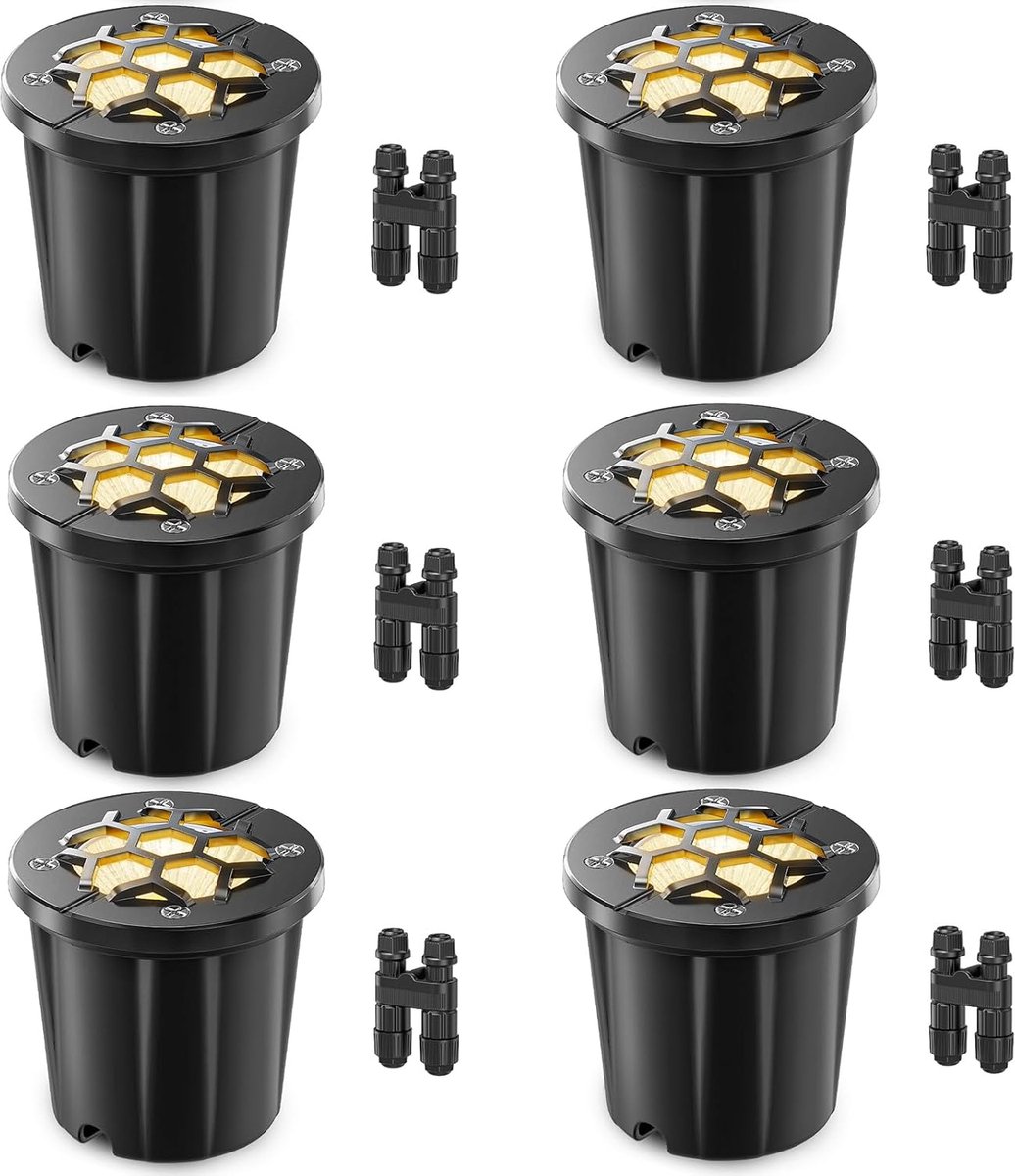 SnelShoppen - 6Pack Walk Over Ronde Buitenverlichting voor Pad, Oprit, Terras, Trap, Tuin - RVS en Glas - Waterdicht en Draagkrachtig - Tuinverlichtin