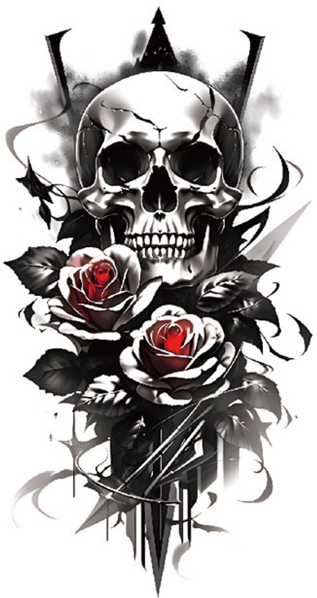 Tijdelijke tattoo skull duister 3 dagen