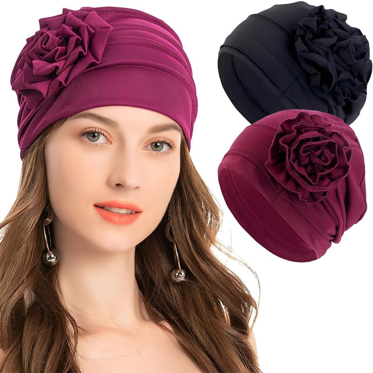 Chemo-hoofddeksels dames 2 stuks - ademend tulband - elastisch hoofddeksel - comfortabel bij haaruitval - SnelShoppen