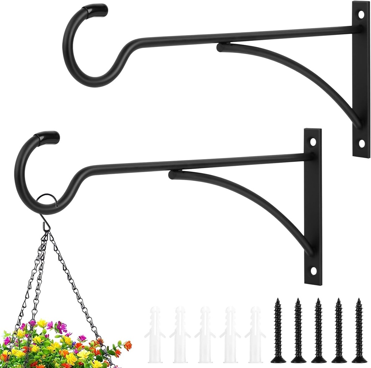 2 stuks kleine hangmandbeugels voor buiten, metalen muurbeugels voor hangmanden, tuinlantaarnhaken, muurhaken voor het - ShopVlot