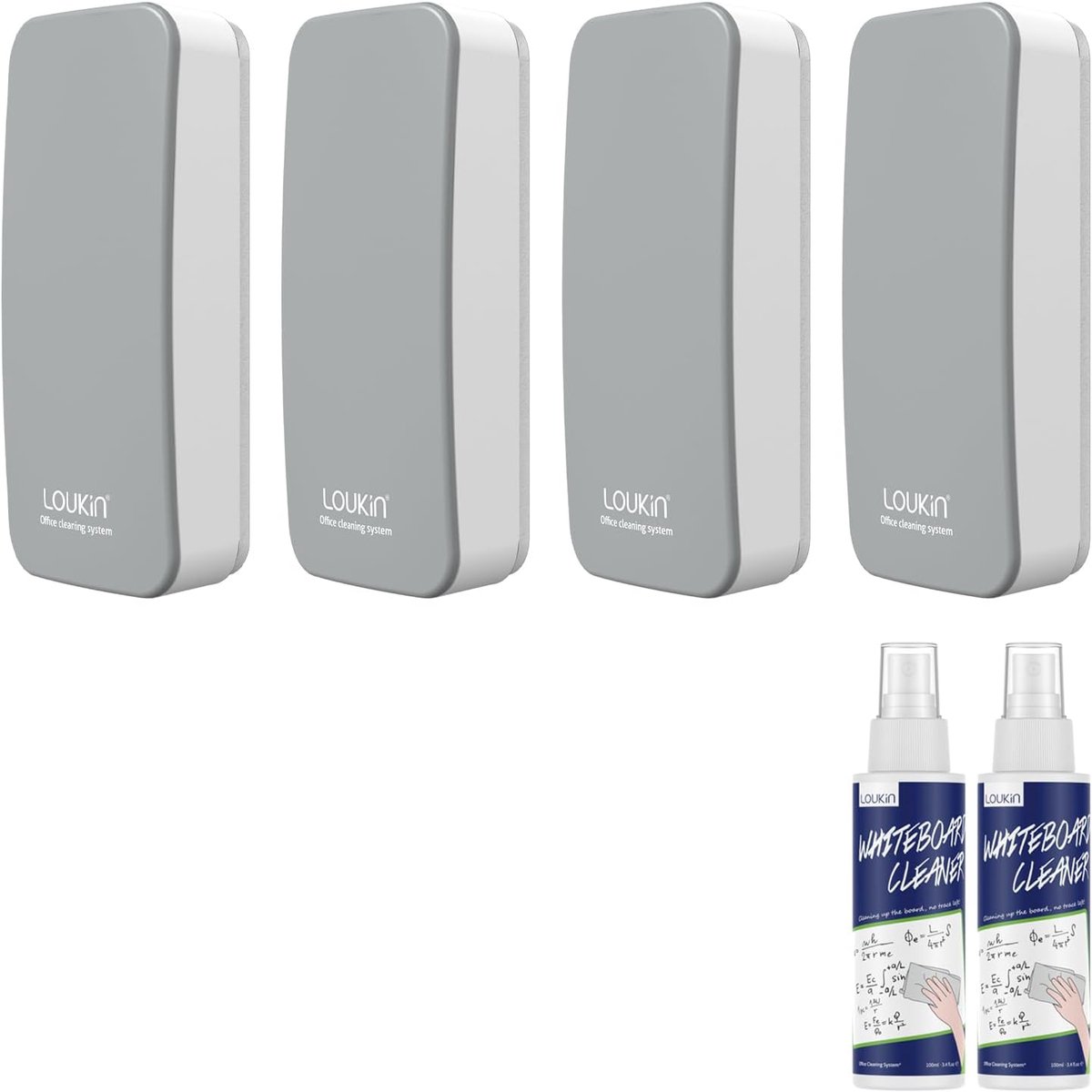 Whiteboard wisser 4pcs - magnetisch - met 100ml schoonmaakmiddel - ideaal voor thuis en kantoor - ShopVlot