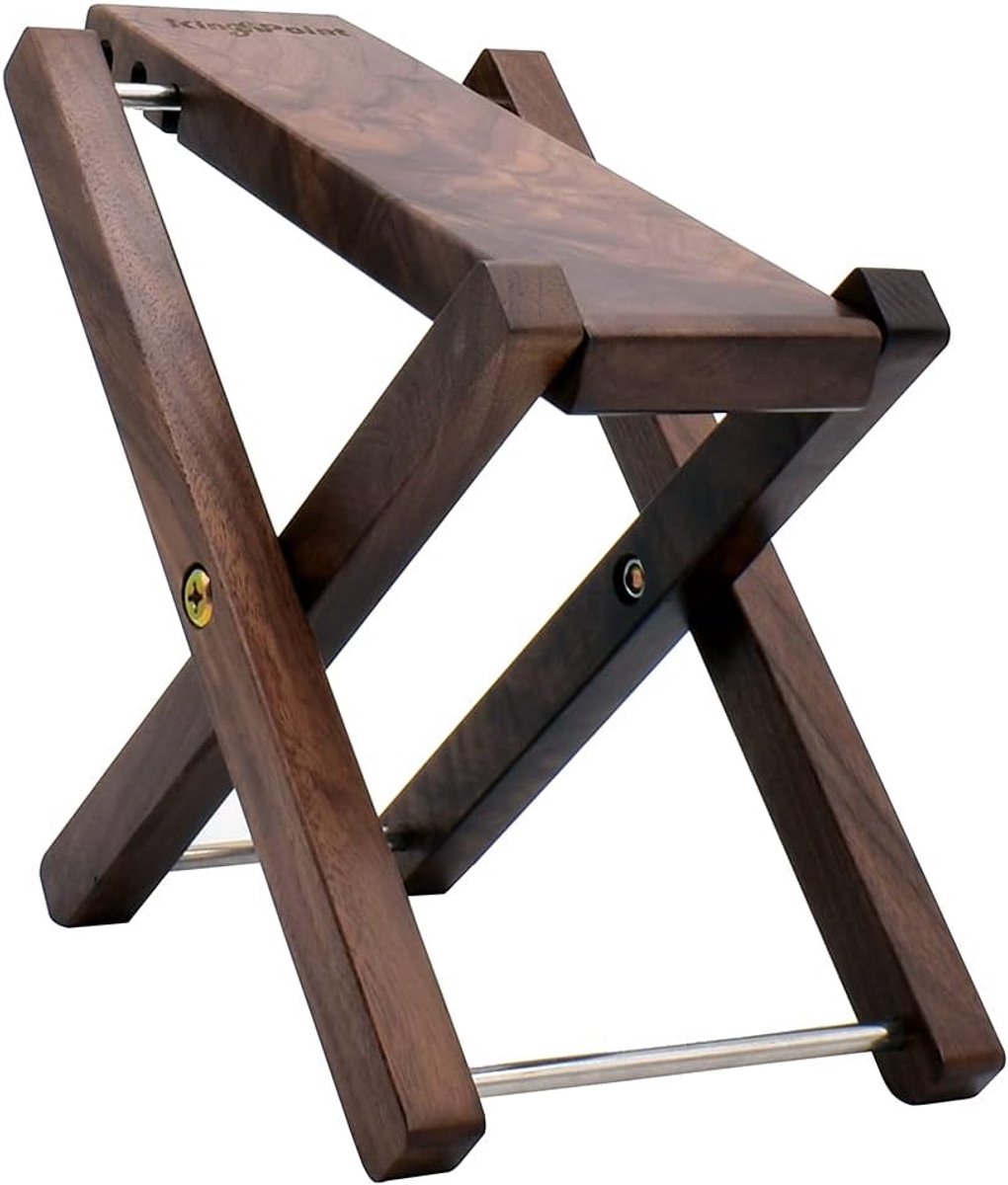 Guitar Footstool 3-Positie Hoogte Verstelbaar - Massief Hout Zwarte Walnoot - Stevige en Draagbare Voetsteun - ShopVlot