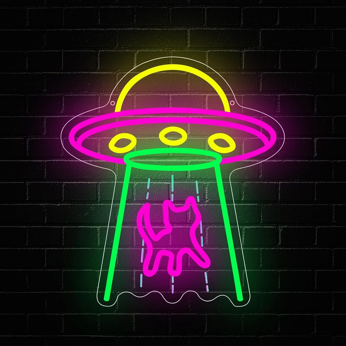 Neonbord kat UFO - kleurrijk ontwerp - sfeervolle verlichting - perfect voor dierenliefhebbers - ShopVlot