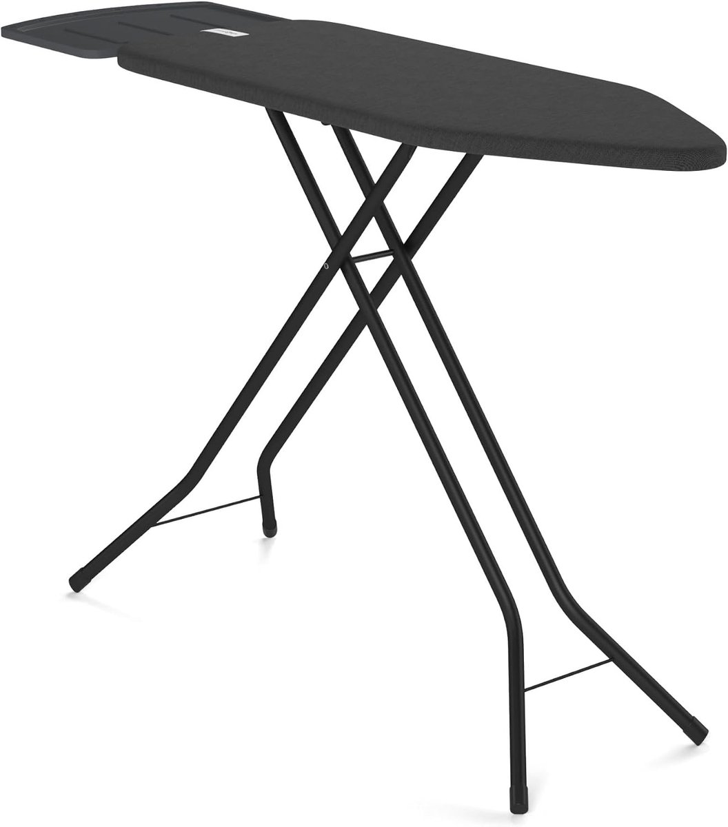 Strijkplank extra breed 124x44 cm - Luxe stofkleur stofgrijs - Hoogte verstelbaar - Ideaal voor stoomgenerator - ShopVlot