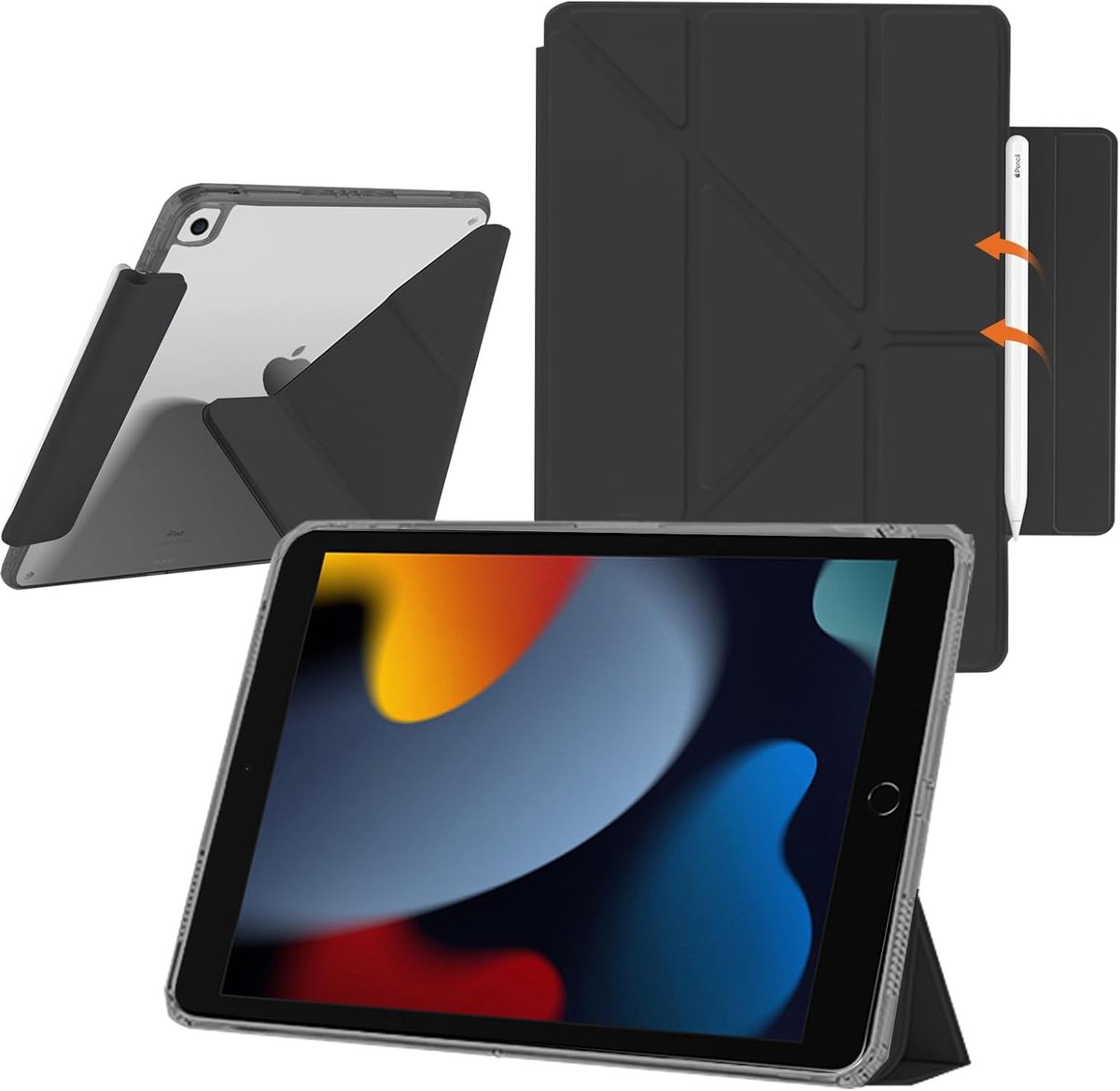 Tablethoes voor iPad 10,2 inch - transparante achterkant - dunne standaard - stootvast en stijlvol - ShopVlot