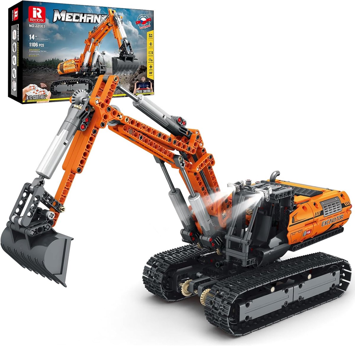 Op afstand bestuurde graafmachine bouwpakket - 22003 - gedetailleerd model - ideaal voor bouwliefhebbers - ShopVlot