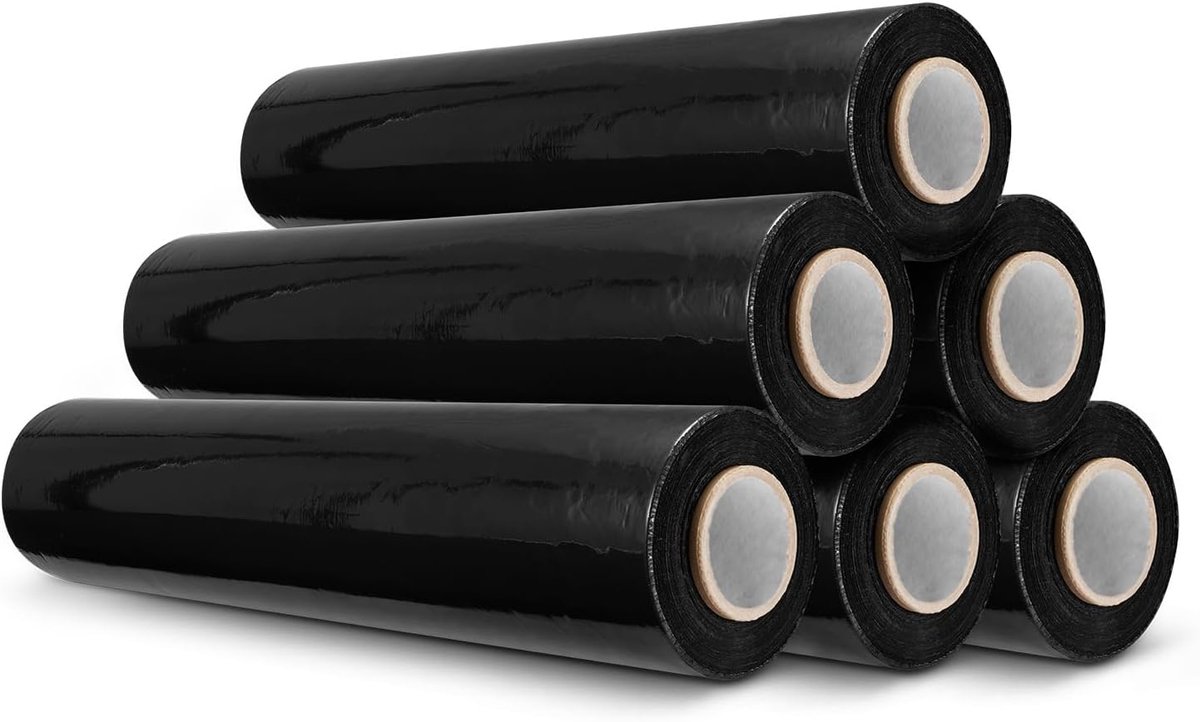 Stretch Film 23my 50 cm - Set van 6 - Wit, Zwart en Transparant - Optimale bescherming voor zware goederen - ShopVlot