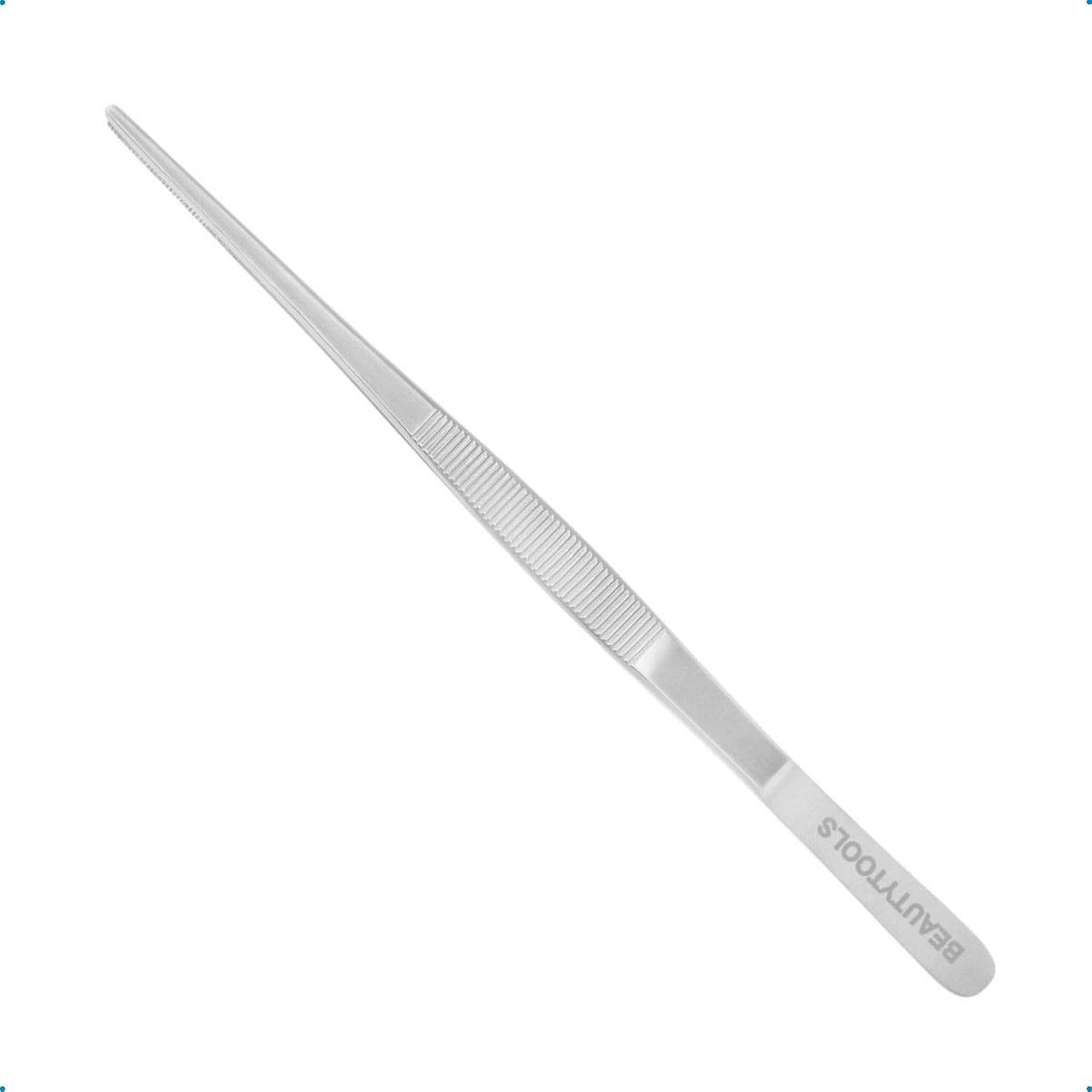 Pincet recht (getand) 20,5 cm - hoogwaardig inox - handgeslepen uiteinden - ideaal voor hobby en verband - ShopVlot