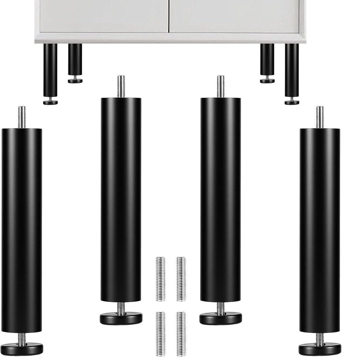 meubelpoten 20 cm - verstelbaar zwart - aluminiumlegering - ideale oplossing voor meubels - ShopVlot