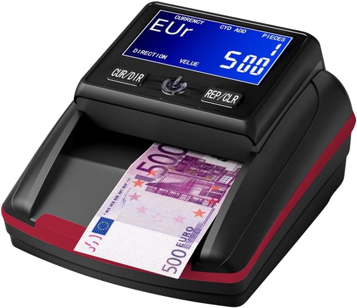Counterfeit money detector met LCD-display - 2-in-1 bankbiljetten- en muntenteller - professioneel en oplaadbaar - ShopVlot