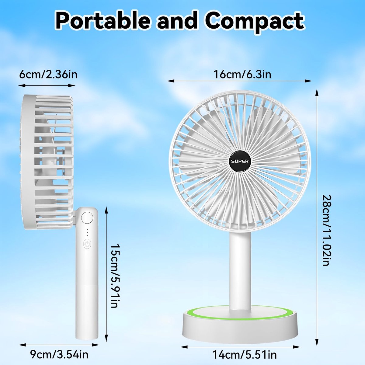 Draagbare ventilator USB oplaadbaar - mini handventilator - stil met 3 snelheden - ideaal voor reizen - ShopVlot