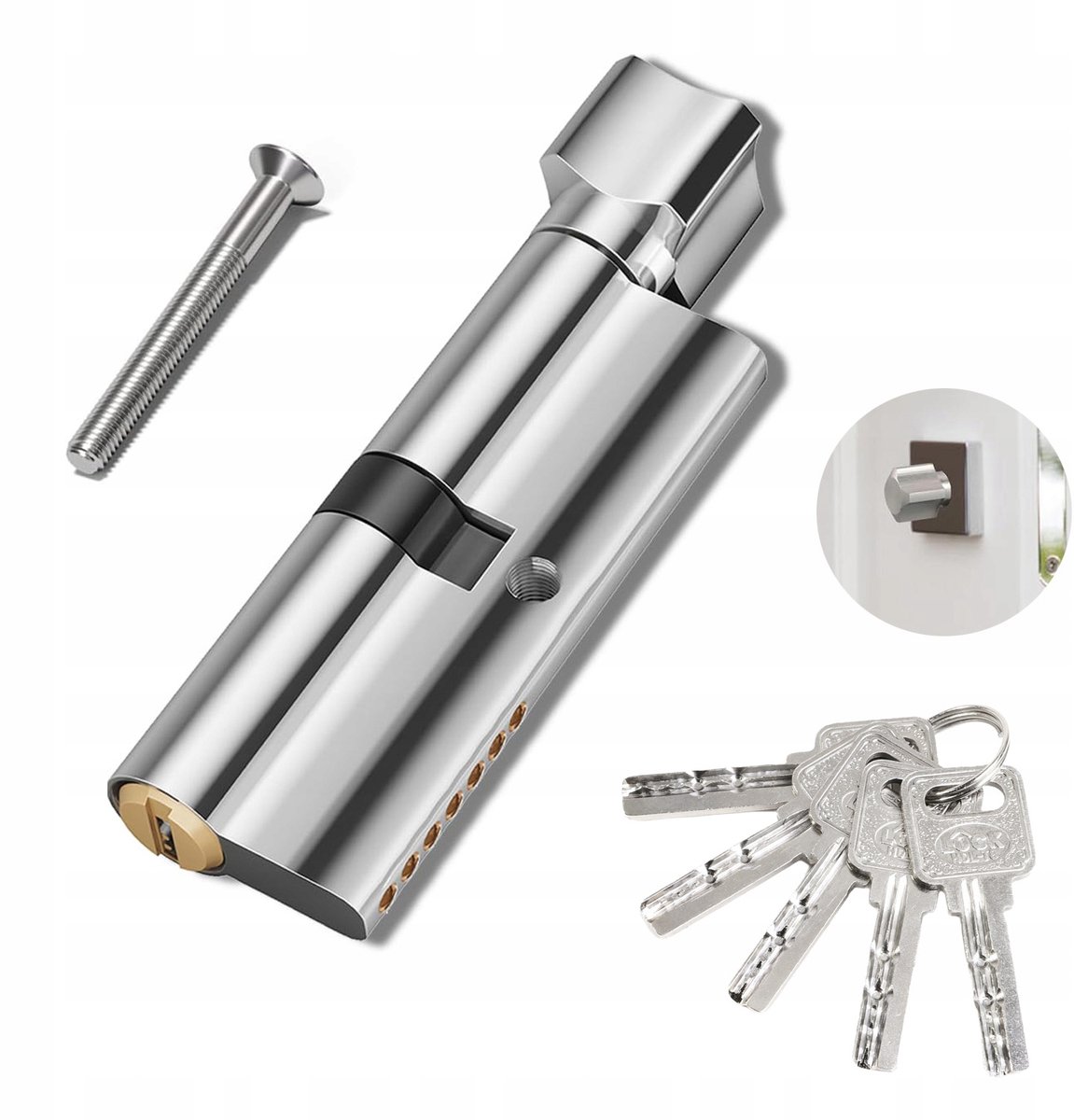 Merkloze Deurcilinder 70mm Nikkel 30/30 met 5 Sleutels