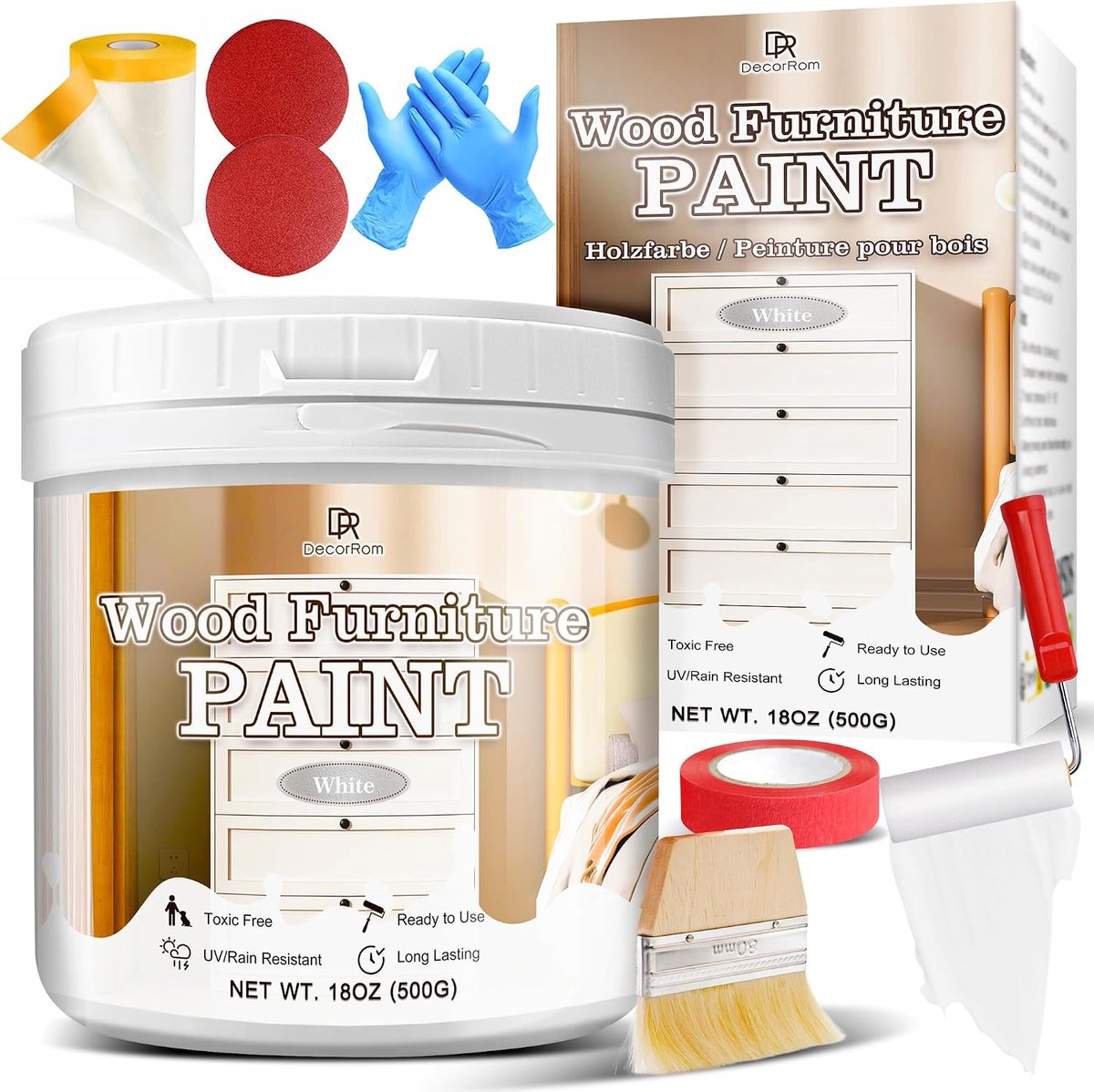 Meubelschilderij 500 g - Witte Matte Watergedragen Verf - Voor Binnen en Buiten - Eenvoudig in Gebruik - ShopVlot