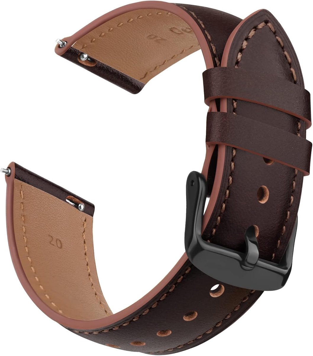Horlogeband 20 mm - leren armband - dames en heren - stijlvol en comfortabel - ShopVlot