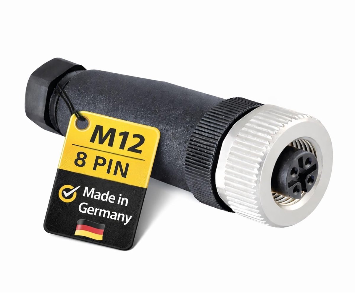 M12 kabeldoos 8-polig A-gecodeerd - IP67 sensorconnector - schroefklem voor 6,0-8,0 mm kabels - ShopVlot