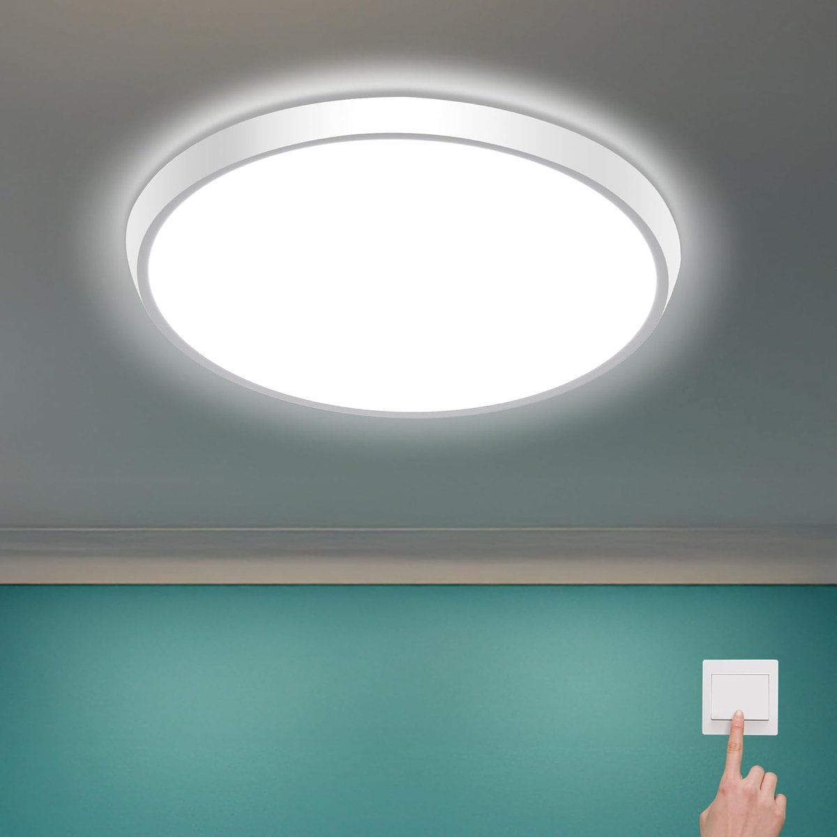 Platte LED plafondlamp 24 W - warm wit (3000 K) - ideaal voor badkamer - snelle installatie - ShopVlot