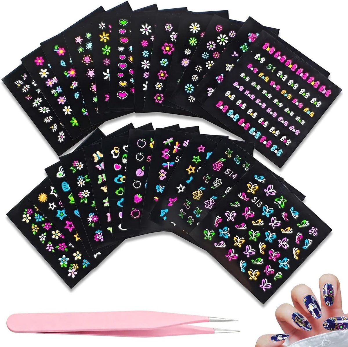 Nagelstickers 30 vellen - zelfklevend - bloemen - creatief nageldesign thuis - ShopVlot