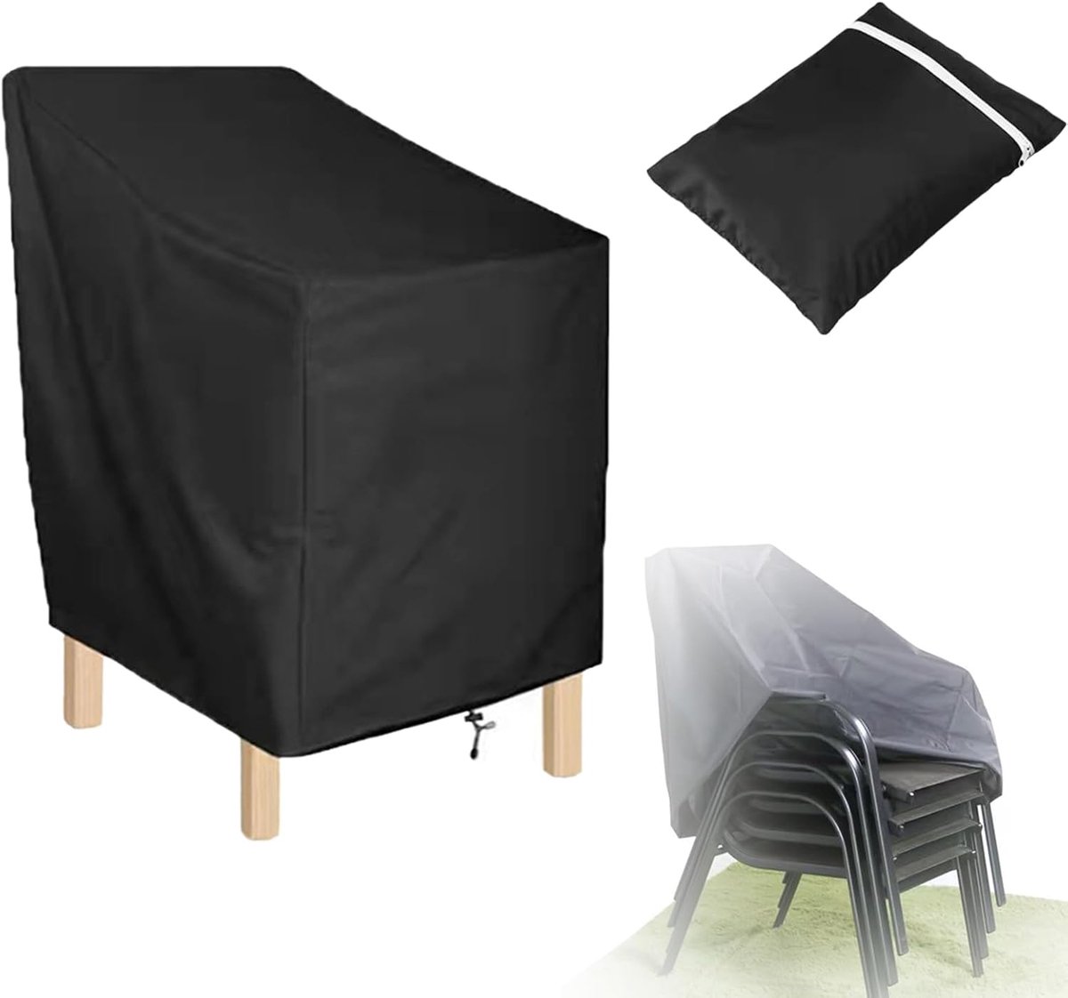 Tuinstoelhoes met Armleuningen - Stapelbaar 210D Oxford - Waterdicht en UV-bestendig - Bescherming tegen weer en vuil - ShopVlot