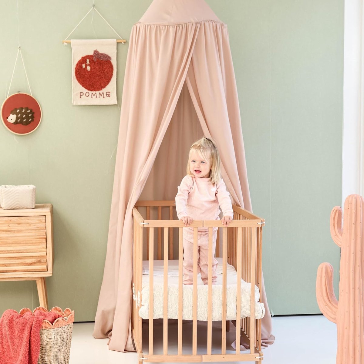 Bed Hemeltje voor Ledikant & Babykamer | Hangende Hemel Sluier | Klamboe voor Wieg & Kinderkamer | Rond Hemelbed voor Baby